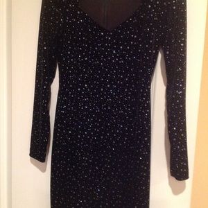Black short dress with sparkly snowflakes